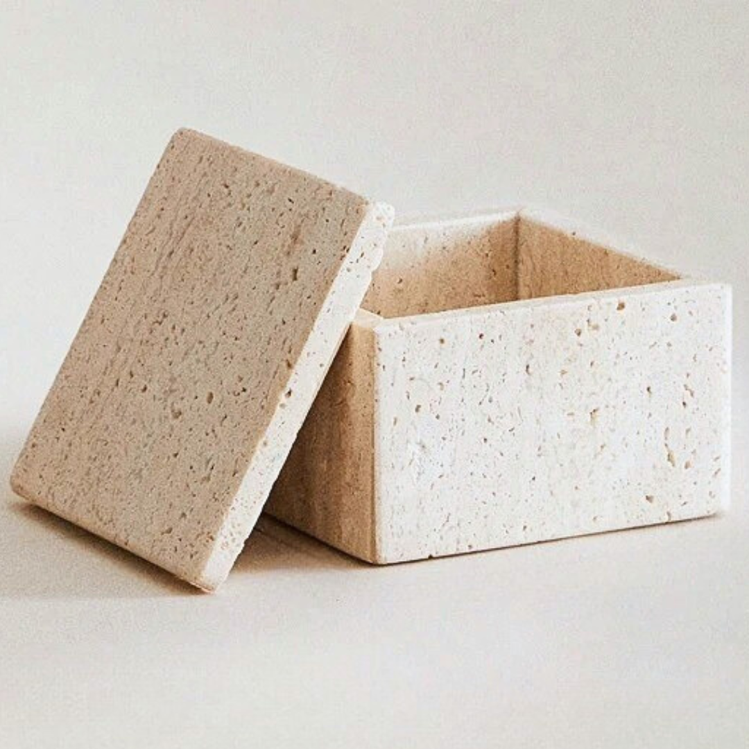 Roman Stone Lidded Storage Box
