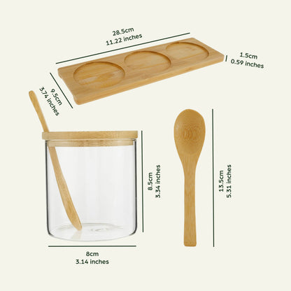 Glass Spice Jar with Bamboo Lid and Spoon