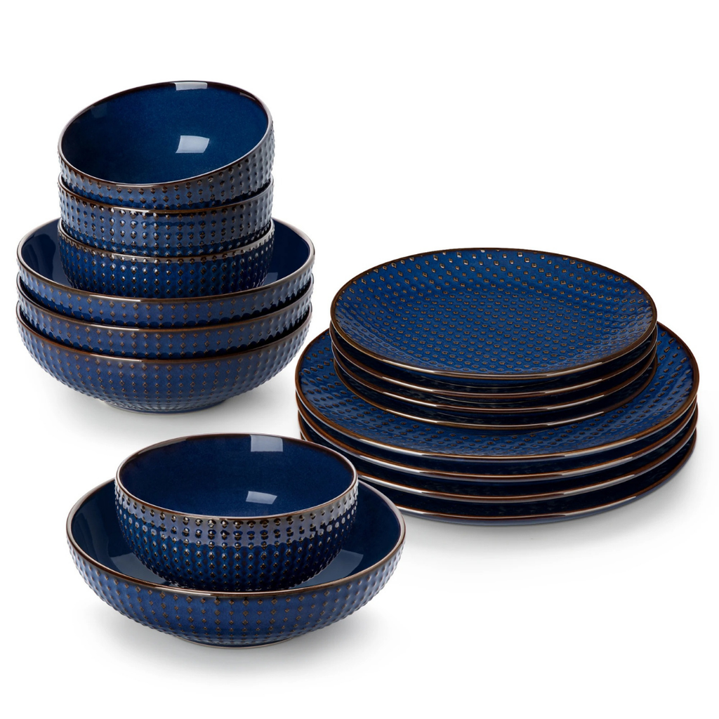 Timeless Blue Stoneware Dinner Set
