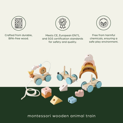 Montessori Wooden Animal Train