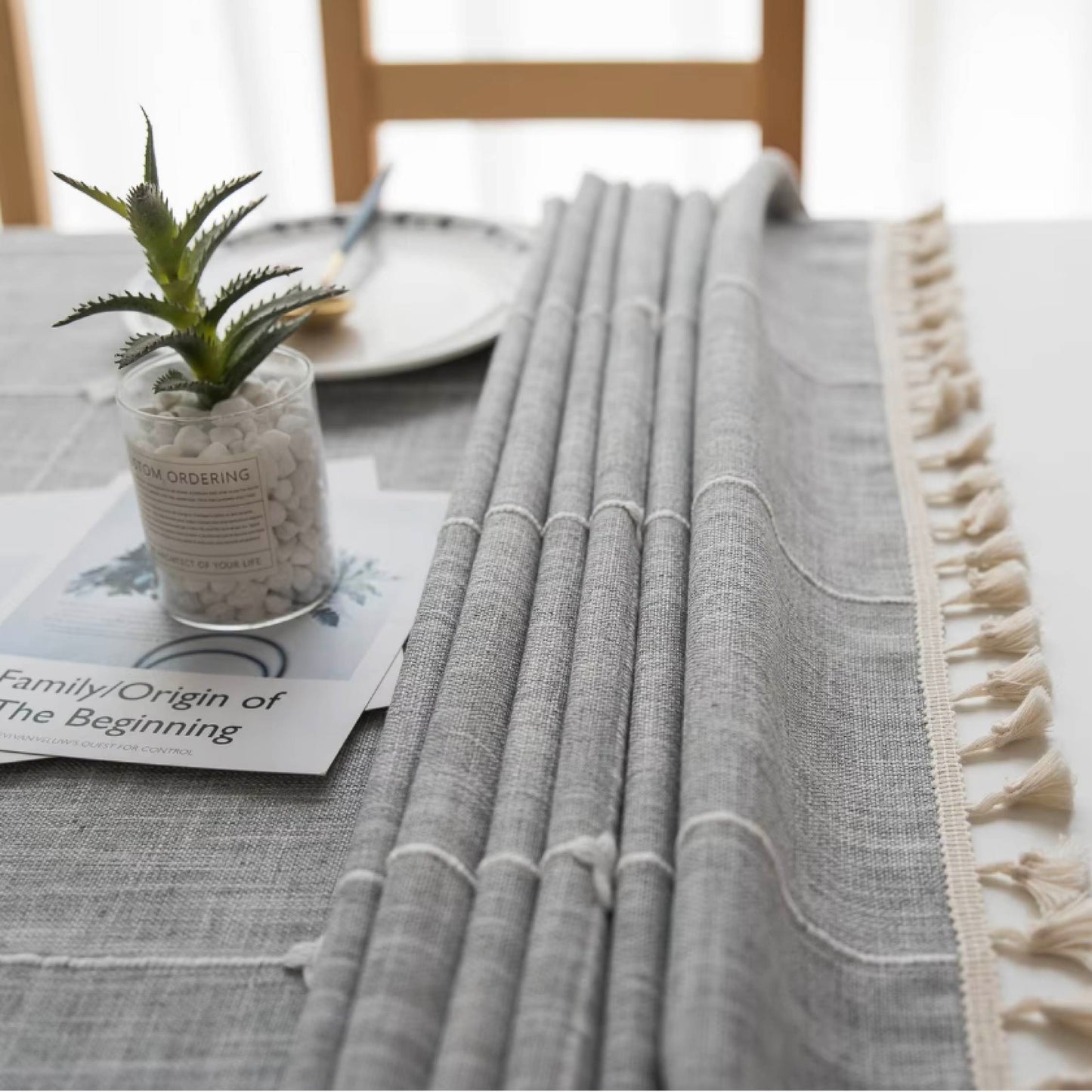 Checkered Cotton Linen Tablecloth