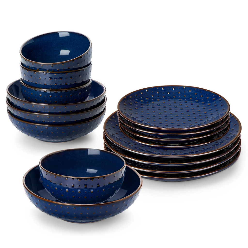 Timeless Blue Stoneware Dinner Set