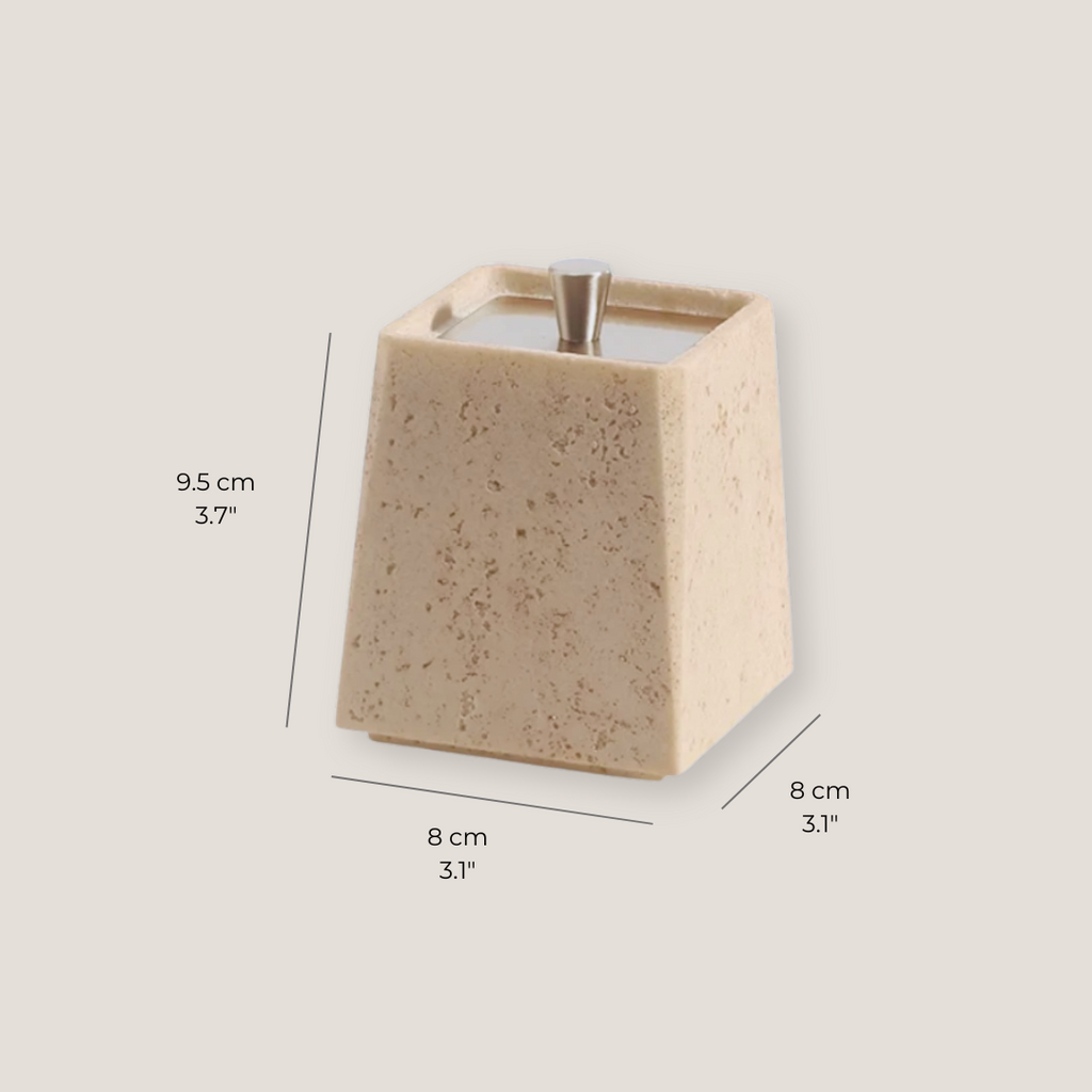 Roman Stone Storage Box with Metal Lid