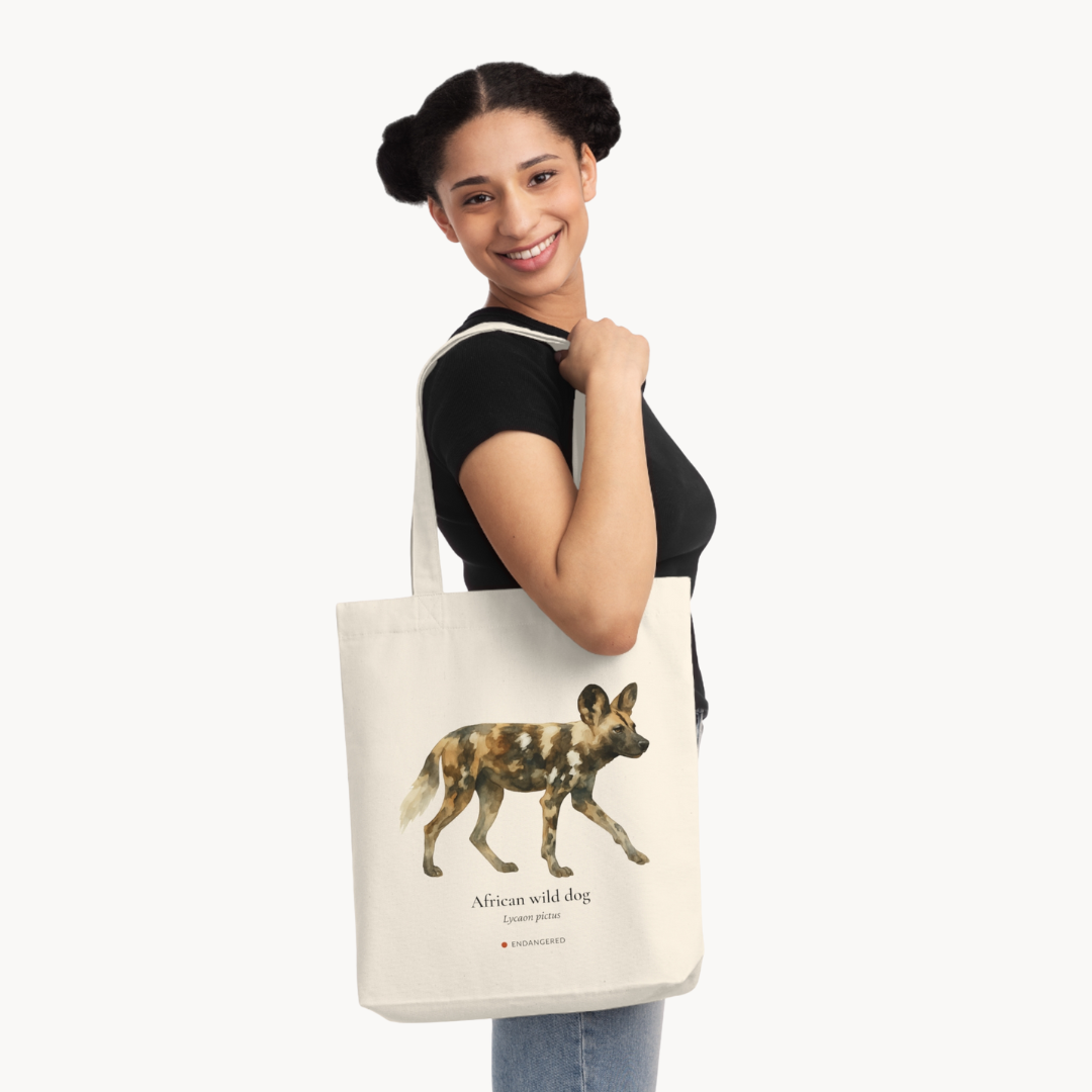 African Wild Dog Woven Tote Bag