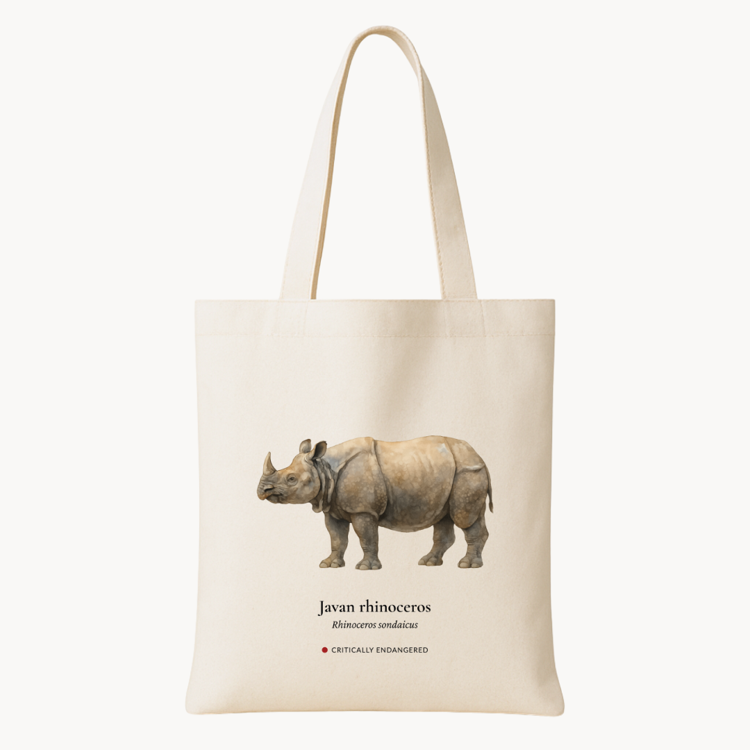 Javan Rhinoceros Woven Tote Bag