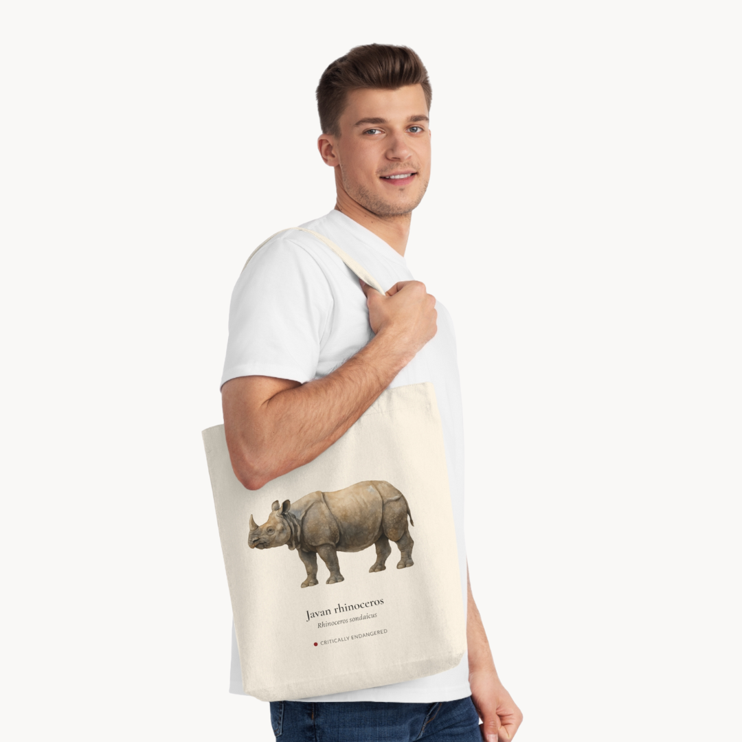 Javan Rhinoceros Woven Tote Bag