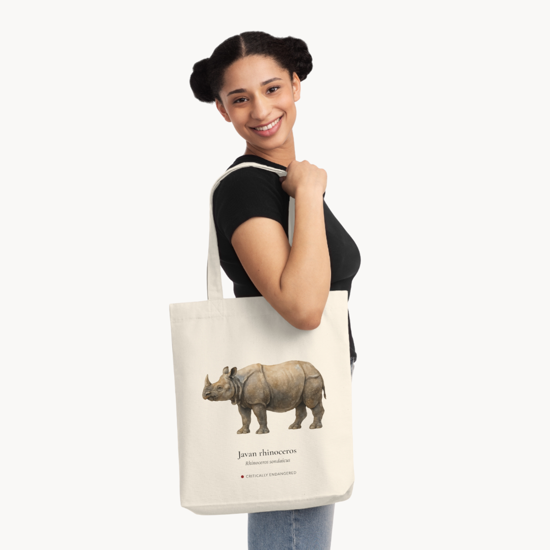 Javan Rhinoceros Woven Tote Bag