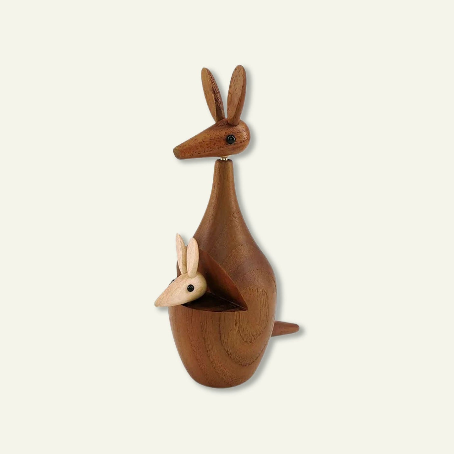 Wooden Kangaroo Decor with Baby Kangaroo