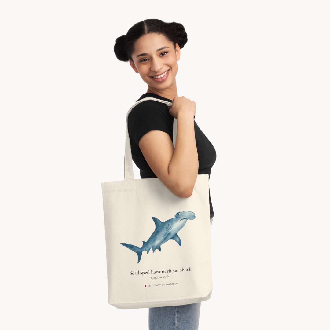 Scalloped Hammerhead Shark Woven Tote Bag