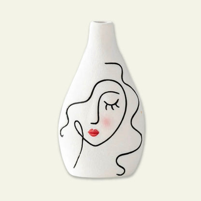 Abstract Face Ceramic Vase