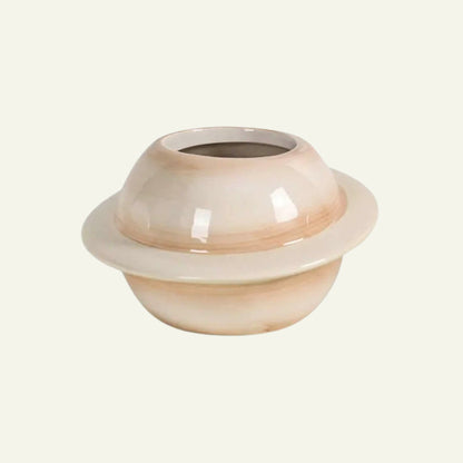 Ceramic Planet Planter with Wooden Stand