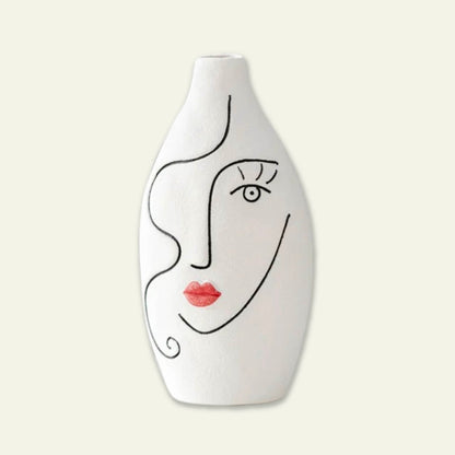 Abstract Face Ceramic Vase