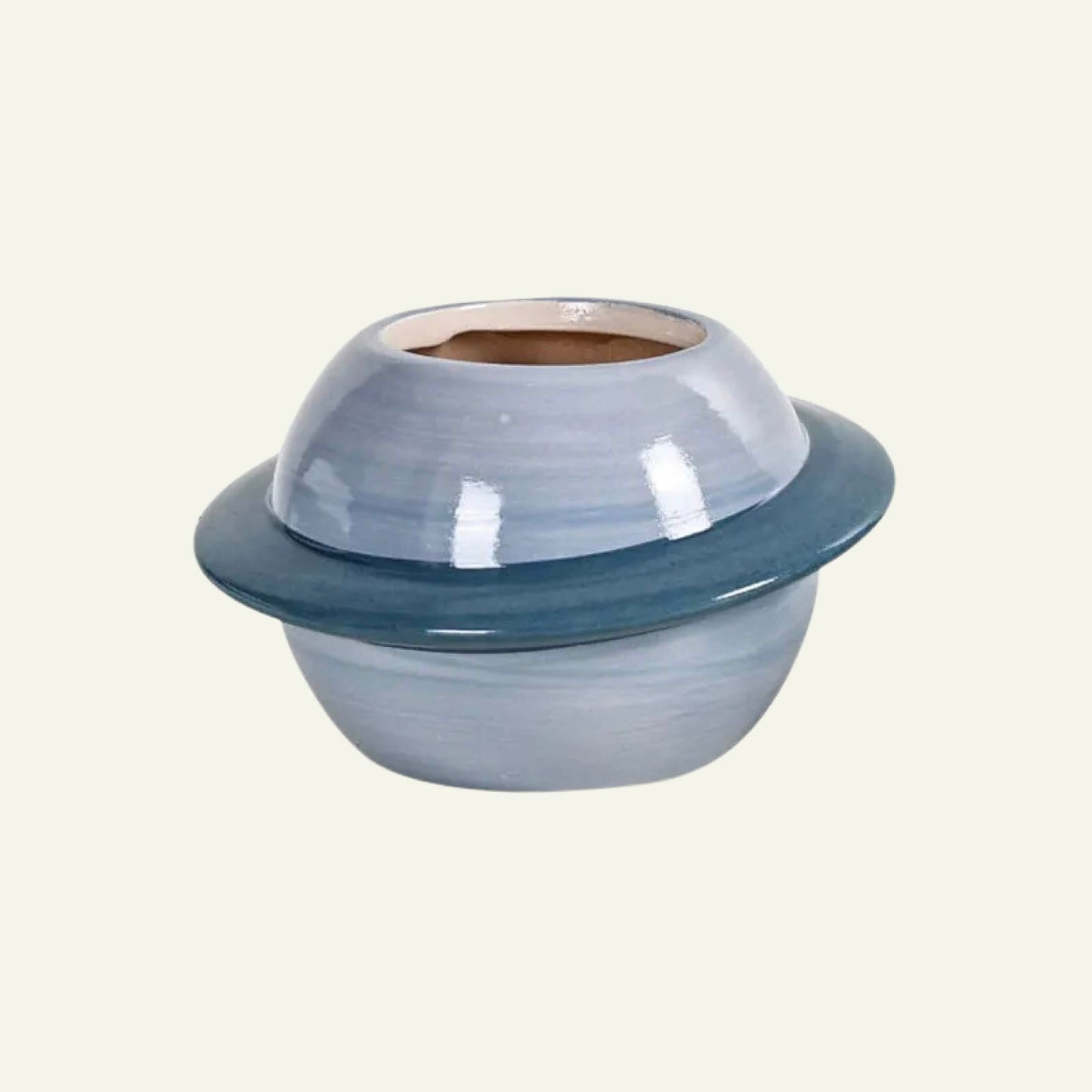 Ceramic Planet Planter with Wooden Stand