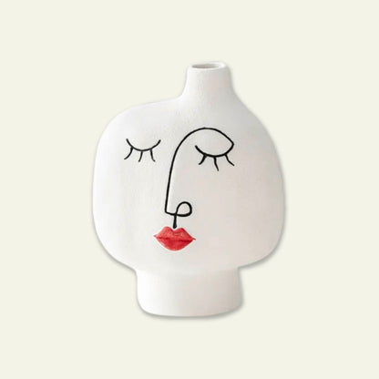 Abstract Face Ceramic Vase