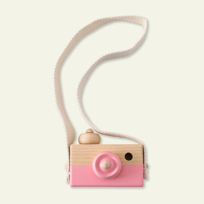 Wooden Toy Camera with Strap