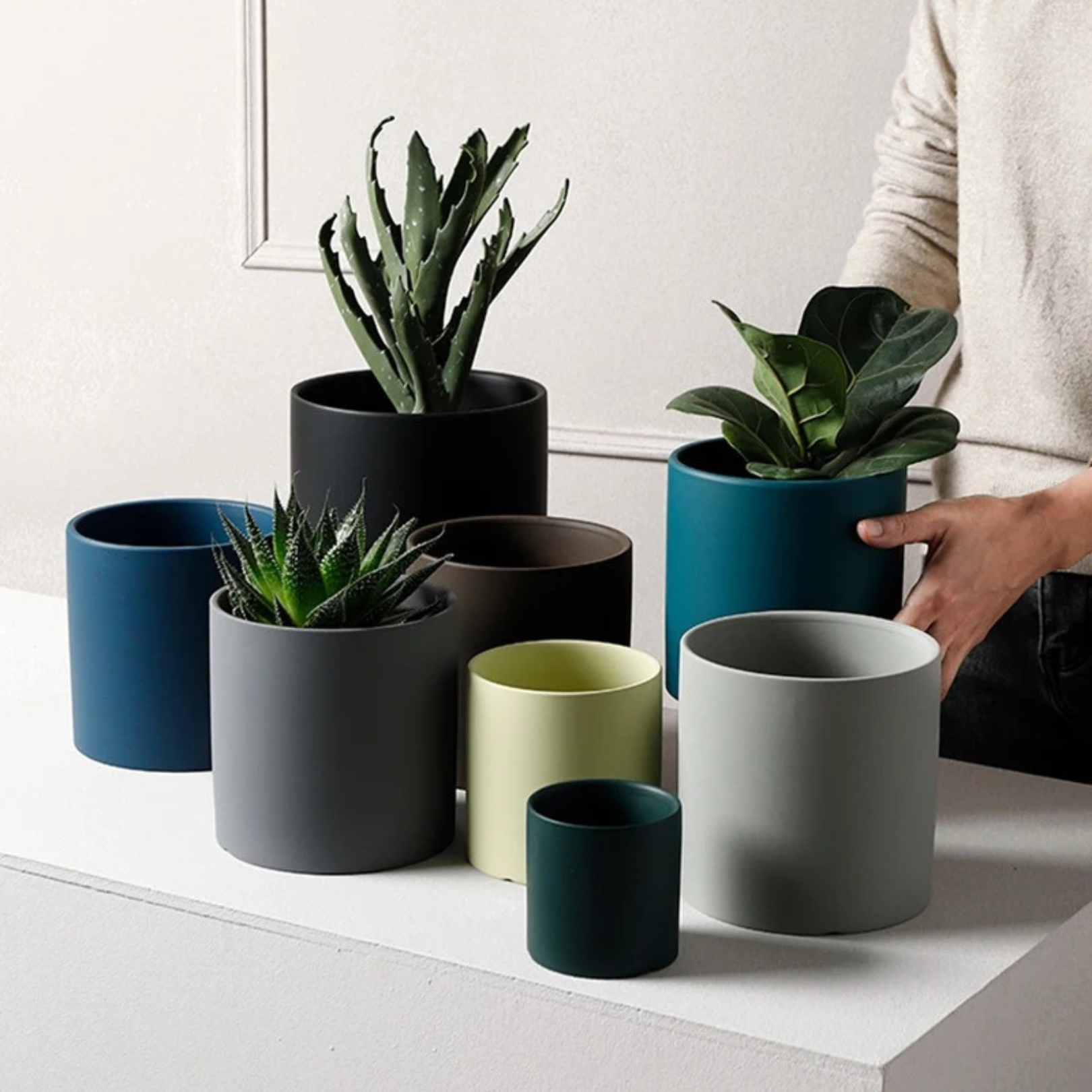 Colorful ceramic planter for indoor plants