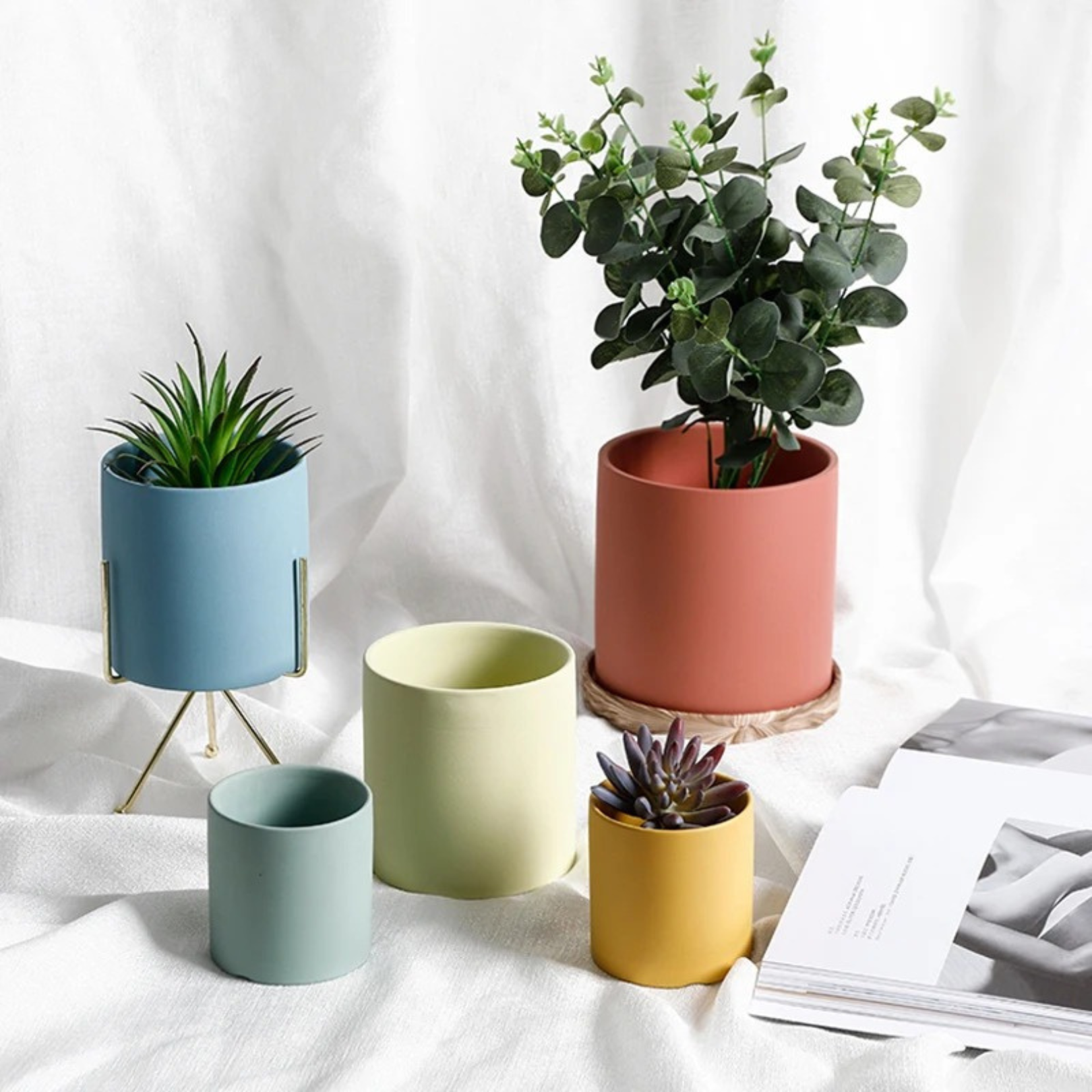 Colorful ceramic planter for indoor plants