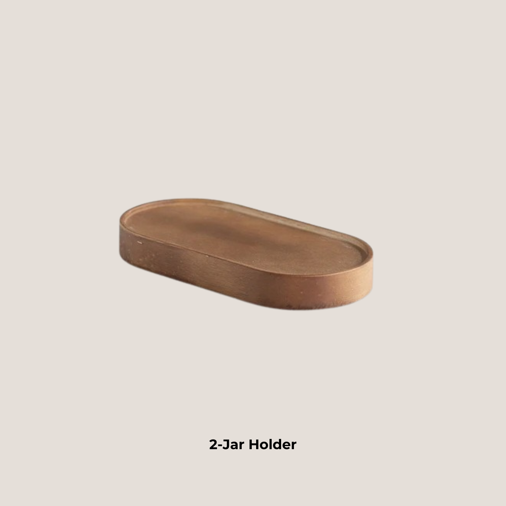 Empty wooden holder designed to fit two ceramic jars